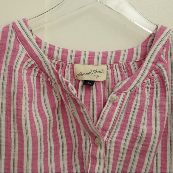 Pink Stripped Preppy Ladies Blouse - Picture 3 of 5